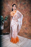 Burnt Clay Printed Saree Set