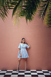 Cloud Blue Box Pleat Dress