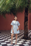 Cloud Blue Box Pleat Dress